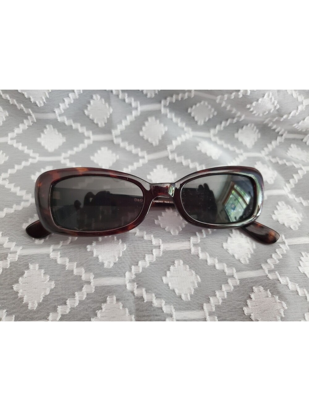 Vtg D&G Rectangular Tortoise Shell Frame Sunglasses
